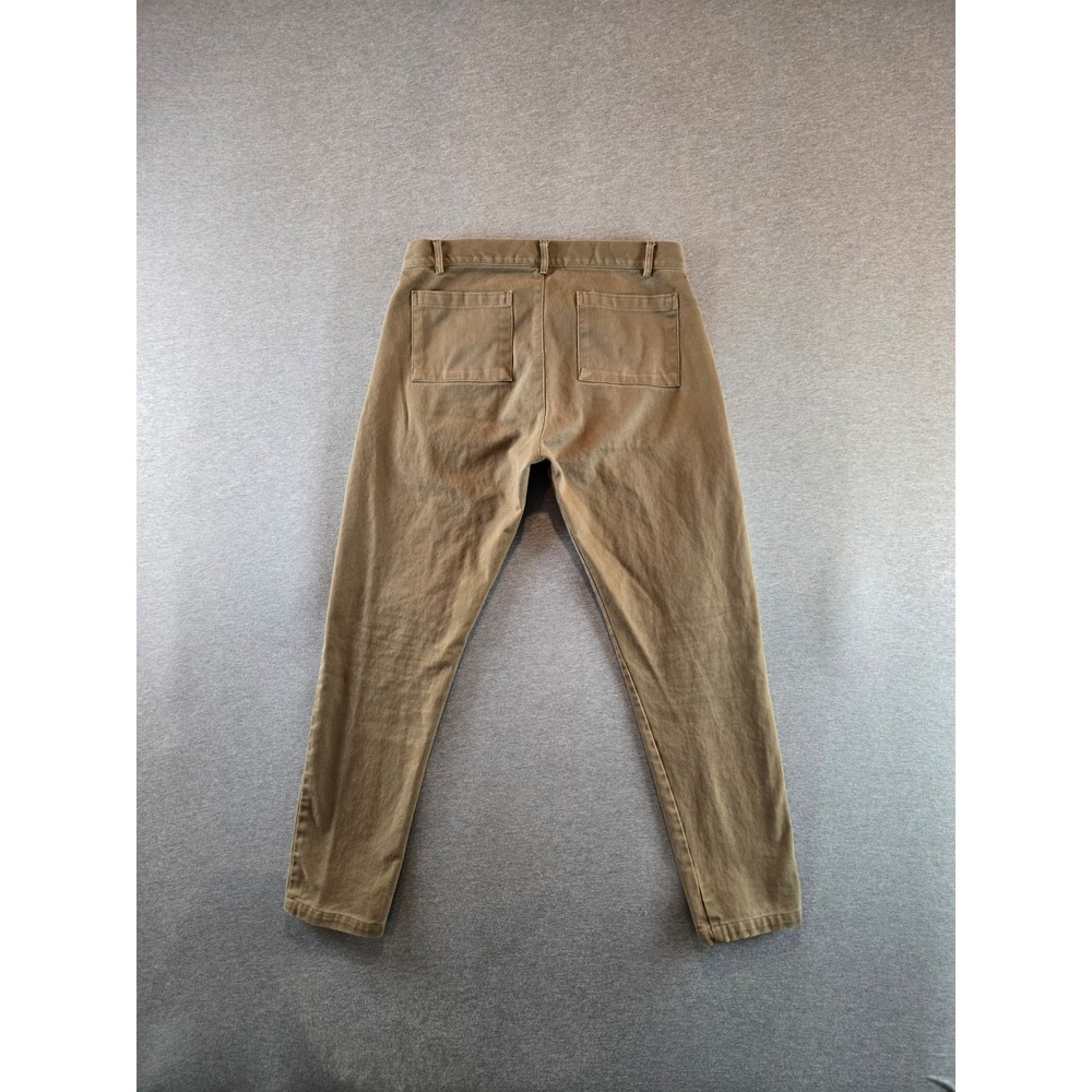 Alex Crane Canvas Cham Pants Mens 31 Olive Brown Cotton Taper Button Fly Chinos - Picture 2 of 10